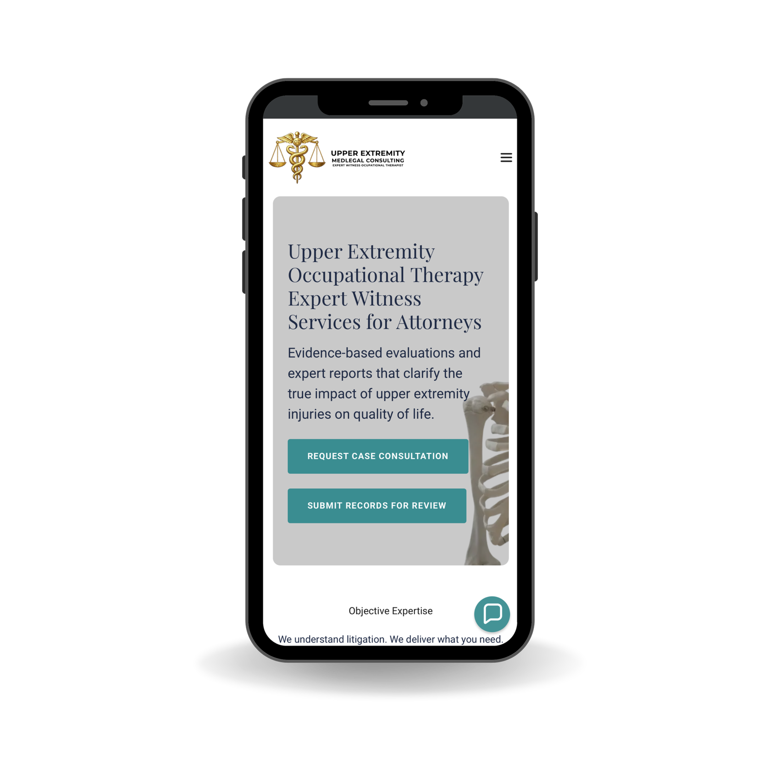 Upper Extremity Med Legal website design for a medical legal consulting business