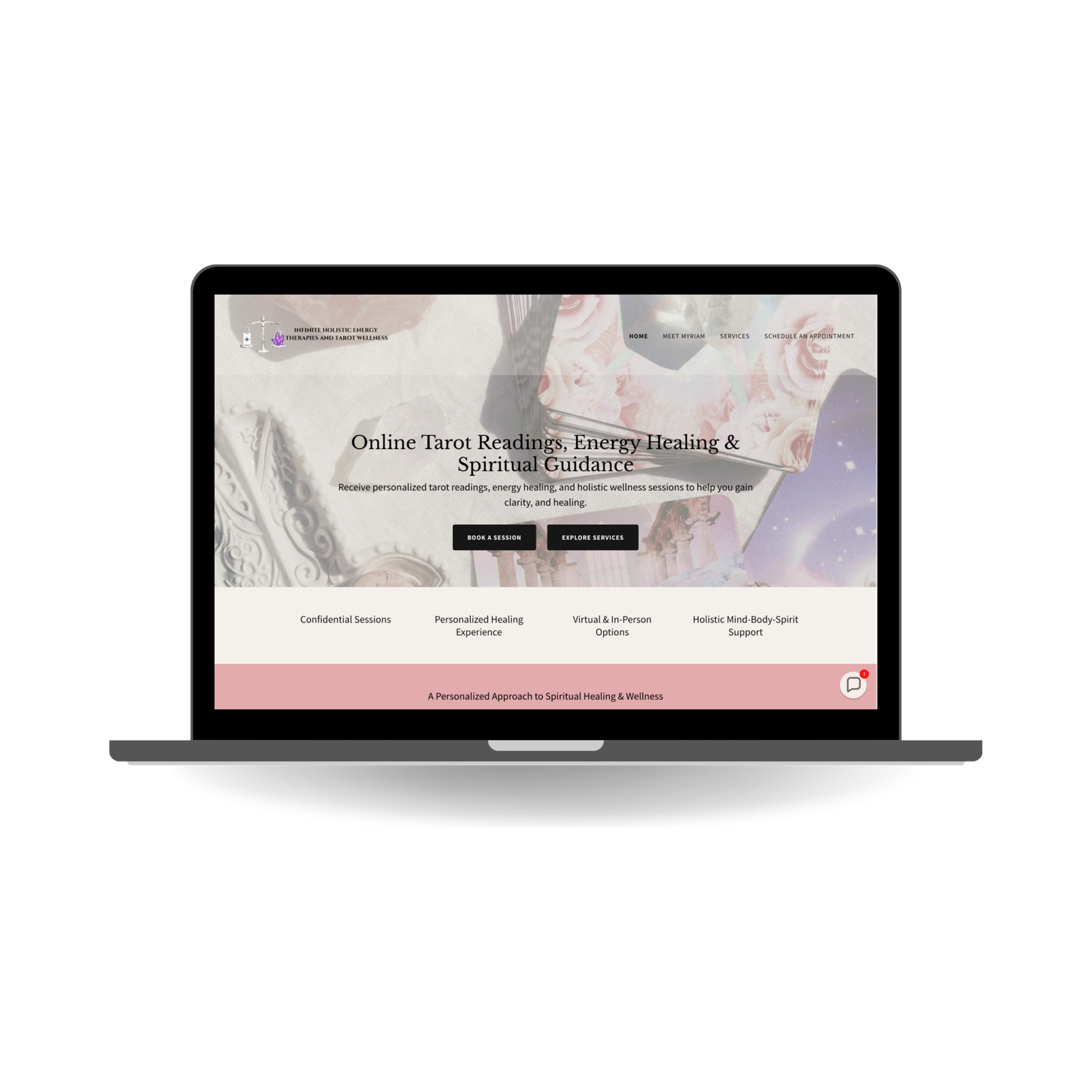 Infinite Energy Tarot website design for a tarot and spiritual services business